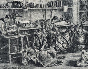Tiyatro ve gösteri aksesuarları üretimi atölyesi Pierre Calmette Özel Koleksiyonundan Gravür by Pierre Calmettes