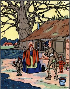 François Rabelais'in “Gargantua”sından Pierre Couselles'in (1938'de öldü) eski bir cadıyla tanışan Picrochole'un kaçışı by Pierre Courselles