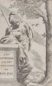 Frontispiece, Rahmetli Bay Balzac Les Entretiens de Feu Monsieur d..., 1660 ile Röportajlardan.
