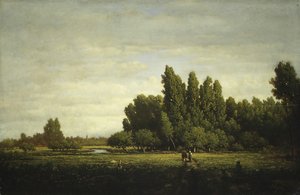 Ağaçlarla Çevrelenmiş Bir Çayır, ca. 1845. by Pierre Etienne Theodore Rousseau