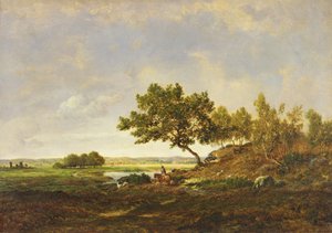 Tepenin Eteğindeki Gölet, 1848-55 dolayları (tahta üzerine yağlı boya) by Pierre Etienne Theodore Rousseau