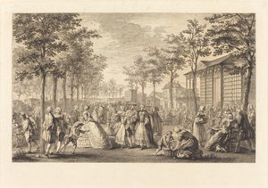 Paris surları boyunca yürüyüş by Pierre Francois Courtois after Augustin de Saint Aubin