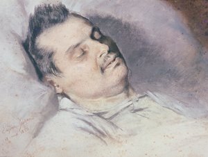 Honore de Balzac (1799-1850) Ölüm döşeğinde, 15 Ağustos 1850 (kağıt üzerinde pastel ve tebeşir)