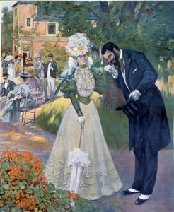 Belle epoque: "El seksi": bir resepsiyonda bir kadını selamlayan bir adam. Jeanniot