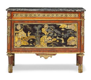 Louis XVI komodin (mermer, ormolu üzerine monte edilmiş meyve ağacı ve cila) (ayrıca bkz. 3479845) by Pierre Harry Mewesen