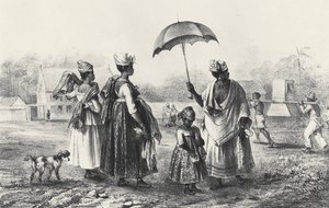 Çocuklu Köle Tüccarları, 'Surinam Yolculuğu'ndan, 1839 (litho) (s/b fotoğraf) by Pierre J. (after) Benoit