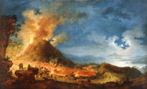 Ön Planda Geziciler Olan Vezüv Patlıyor, by Pierre Jacques Volaire