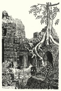 Bir iç avlu, Bayon (gravür) by Pierre Jeannerat de Beerski