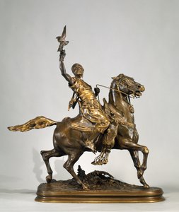 Atlı Arap Falconer, 1880 dolayları (bronz) by Pierre Jules Mene