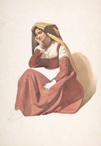 Oturan İtalyan Köylü Kadın, 19. yüzyılın ortalarında.