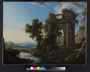 Klasik kalıntıların olduğu manzara, 1640-1645