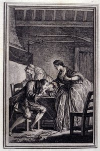 Şahin - Jean La Fontaine'in “” Masallar ve ayette haberler ””de. 1776. PP Choffard'ın çizimi. by Pierre Philippe Choffard