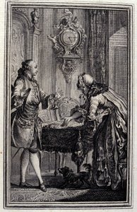 Le Gascon - Jean La Fontaine tarafından “” Masallar ve ayette haberler ””de cezalandırıldı. 1776. P.P. Choffard
