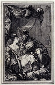 Mona Lisa - Jean La Fontaine'in “” Şiirde Masallar ve kısa öyküler ””de. 1776. PP Choffard'ın çizimi. by Pierre Philippe Choffard
