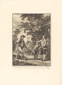 Herkes başkalarının işine saygı duyar, böylece kendi işi güvende olur by Pierre Philippe Choffard after Jean Michel Moreau