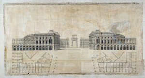 Mimari: ”Marsilya için Place Royale Projesi, limana bakış açısı ve kat planı” 1686 (çizim)