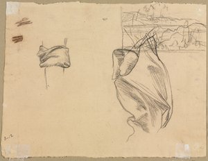 Perdelik Çalışmaları ve Peyzaj Çalışması (verso) by Pierre Puvis de Chavannes