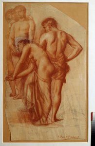 “Dinlenme” için 4 rakam çalışması. Pierre de Puvis De Chavannes (1824-1898) Sun tarafından çizim. 0,73 x 0,43 m Paris. Orsay Müzesi by Pierre Puvis de Chavannes