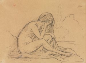 Çıplak Kadın Çalışması (muhtemelen gerçekleşmemiş bir alegorik resim için) (rekto) by Pierre Puvis de Chavannes