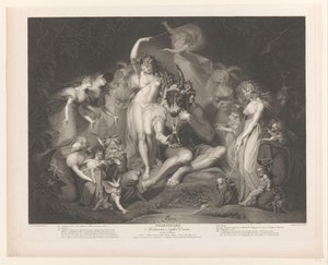 Rakamlarla çevrili Titania ve Alt Shakespeare. Yaz Gecesi Rüyası (nesne üzerindeki başlık) by Pierre Simon (II)