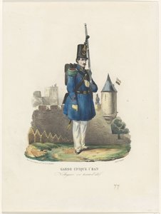 Belgische burgerwacht operasyon izle, 1830 Yazlık elbiseli Civic Guard 1r Ban / Voltigeur (nesnedeki başlık) by Pierre Simonau