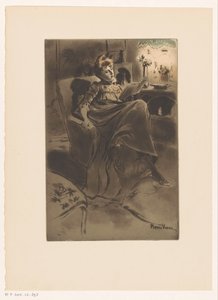 Bir sandalyede bir okuma kadın ile iç by Pierre Vidal