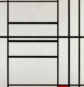 Gri ve kırmızı 1938 ile Kompozisyon No 1, Piet Mondrian (1872-1944), tuval üzerine yağlıboya by Piet Mondrian