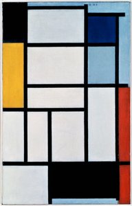 Kırmızı, siyah, sarı, mavi ve gri ile kompozisyon by Piet Mondrian