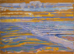 Plaj ve iskele ile kum tepeleri, Domburg. 1909 by Piet Mondrian