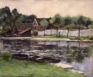 Bir Nehrin Sınırında Çamaşırları Olan Çiftçinin Eşleri by Piet Mondrian