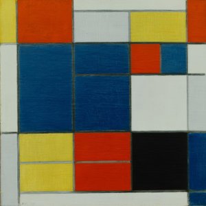 Bileşim C; Sarı, kırmızı, mavi-gri, mavi vb. ile kompozisyon. by Piet Mondrian