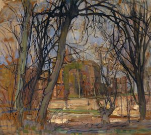 Bahar Güneşi (Lentezon): Kale Harabesi: Brederode, c.1909-10 (masonit üzerine yağ) by Piet Mondrian