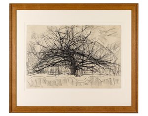 Gri Ağaç için Çalışma, 1911 (kağıt üzerinde siyah mum boya) by Piet Mondrian