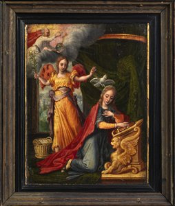 Duyuru (rekto): detay, c.1530 (panelde boya) by Pieter Aertsen