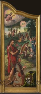 Jan van der Biest Triptych sol panel. by Pieter Aertsen