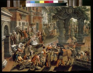 Havariler Peter ve John. (Havari Peter ve John). Pieter Aertsen (1508-1575), ahşap üzerine yağlı boya by Pieter Aertsen