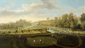 Batıdan Chiswick House'daki Bahçeler (panel üzerine yağlıboya)