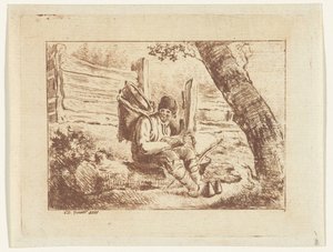 Sırtında sepetle oturan adam by Pieter Barbiers (IV)