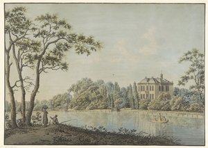 Nieuwersluis'deki Vecht'te çay kubbesi olan Hollanda'nın üzerindeki evin manzarası by Pieter Bartholomeusz. Barbiers