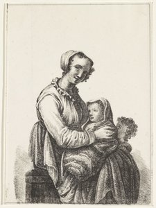 Bebek ve yürümeye başlayan çocuk ile anne by Pieter Bartholomeusz. Barbiers
