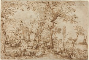 Çiftlik Evinin Yanında Köylüler ve Sığırlar by Pieter Bruegel the Elder