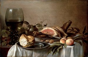 Jambonlu kahvaltı, 1647. by Pieter Claesz