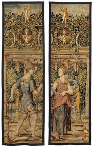 Vertumnus ve Pomona: Vertumnus bir balıkçıya dönüştü, yaklaşık 1550 (altın, yün ve ipek) by Pieter Coecke van Aelst