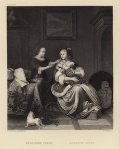 ev sahnesi by Pieter Cornelisz van Slingelandt