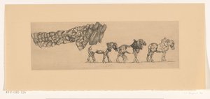 Üç taslak at ve bir hasatçının yükü by Pieter Dupont