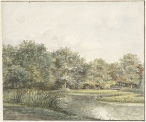 Su üzerinde ağaçlar ile manzara by Pieter Ernst Hendrik Praetorius