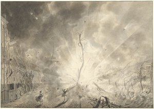 Leiden'deki barut faciası, 12 Ocak 1807 by Pieter Gerardus van Os (signed by artist)