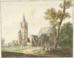 Warmond'daki kilise by Pieter Gerardus van Os