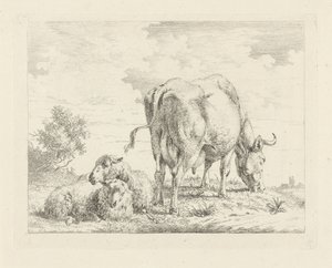 İki koyun ile inek by Pieter Gerardus van Os