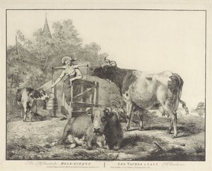İnekler ve bir sütçü De Hollandsche Melk-koeijen/ Les vaches â lait hollandaises (nesne üzerindeki başlık)